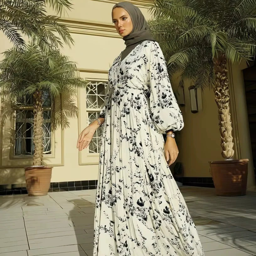 Luxurious Dress 2025 Eid New Customizable 2025 Dubai Abaya Muslim for Women Medium-length Printed Eid New Season MegaBDM