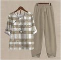 2025 Spring New Collection Hot-Selling Women's Three-Quarter Sleeve Printed Tops Pants Floral Two-Piece Suit Short