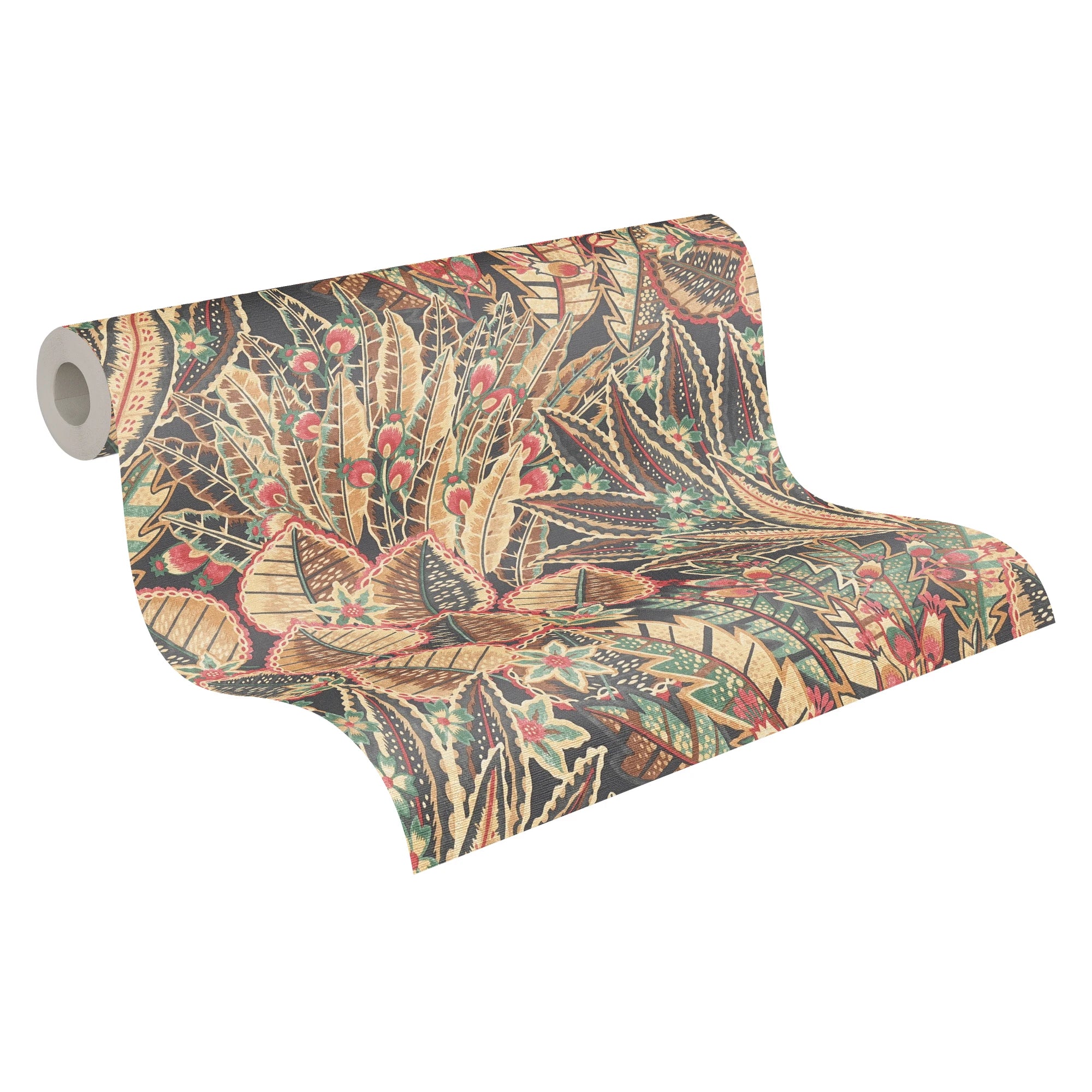 Made in Germany Modern Floral Wallpaper Rolls Brown Red Black Green Non Woven Vinyl 10.05x0.53m for Living Room & Hotel Use