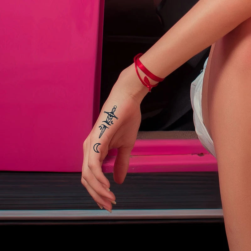 OEM Simple Inkbox Temporary Fake Semi Permanent Juice Ink Cyan Flower Design Body Herbal Fade Natural Tattoo Stickers