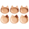 Wholesale Eco-Friendly Wood Seasoning Dish Plate Cute Cat Design Pack 6 Condiment Dishes for Salt Sugar for Hotels Parties