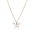 Dainty Stainless Steel Chain Natural Freshwater Pearl butterfly Pendant Necklace