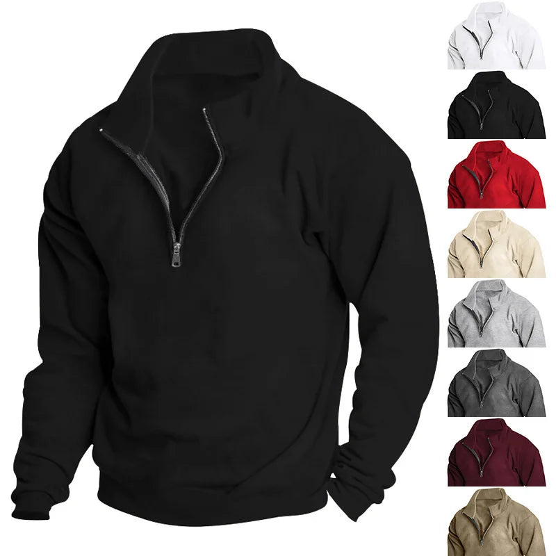 New Arrival Black Gym Fitness Oversize 1/4 Zip Sweatshirt Crew Neck Golf Polos Men 220gsm 100% Polyester Sports Mens Sweatshirt