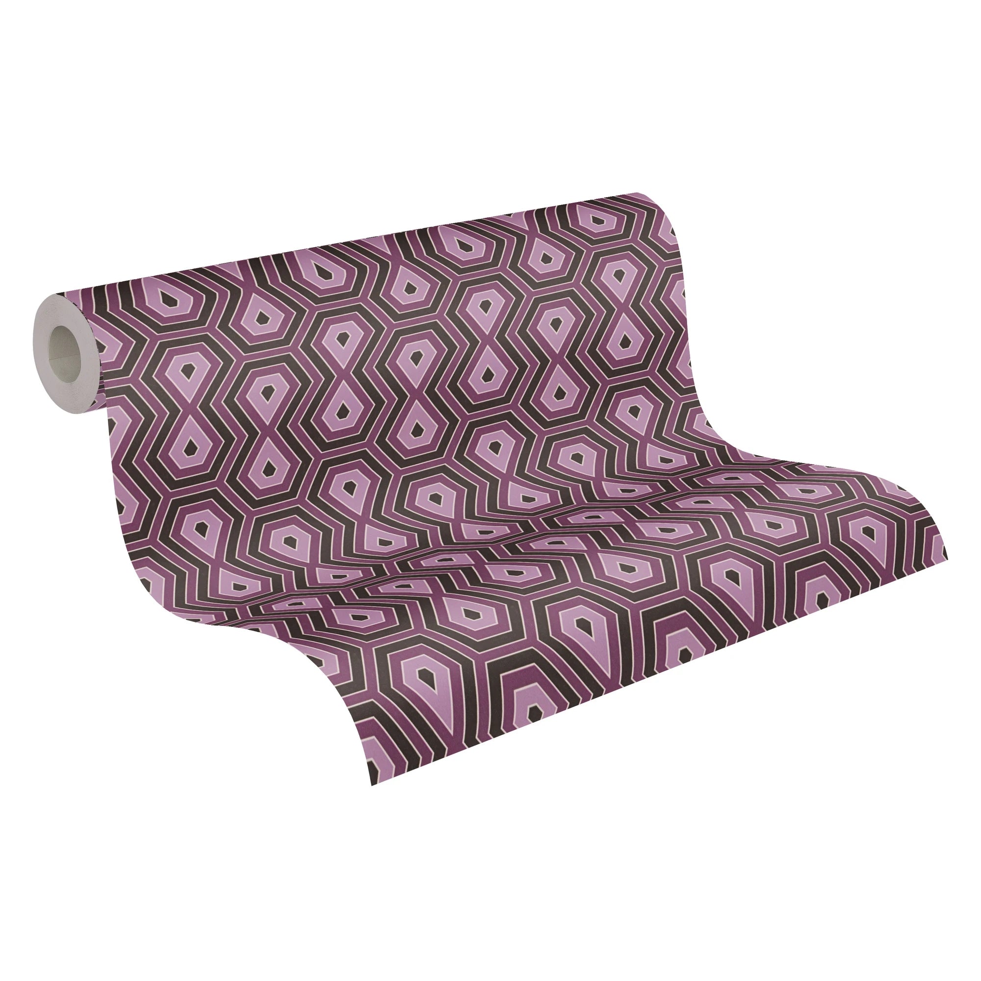 Made in Germany - Luxury Wallpaper rolls Retro Vintage Purple Black Non Woven Contract Wallpaper Geometric - 1005 x 053 m