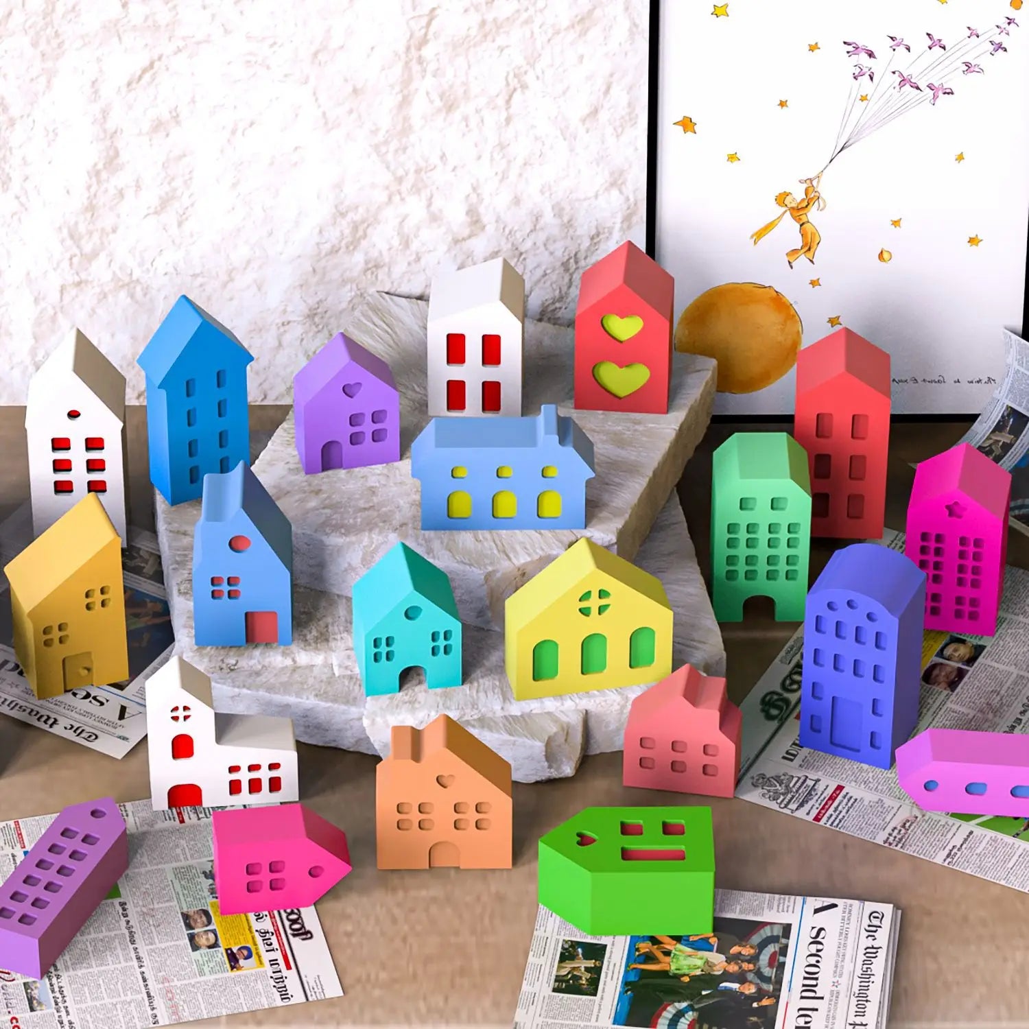 Small House Silicone Mold European House Ornaments Drop Glue Mold Decorative Plaster Mold Christmas