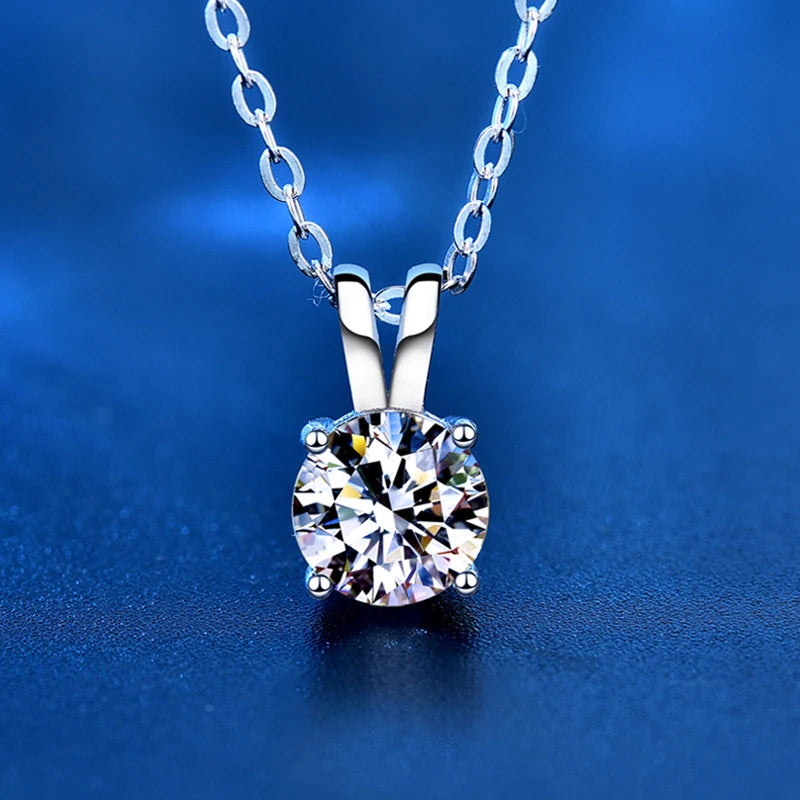 XMZ040 Custom Fine Jewelry Classic 925 Sterling Silver Diamond Pendant White VVS 1/2/3/0.5 CT Moissanite Pendant Necklace