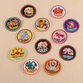 Customizable Embroidered Round Iron-on Zodiac Patches Nonwoven Felt and PVC 12 Colors for Clothes and Hats