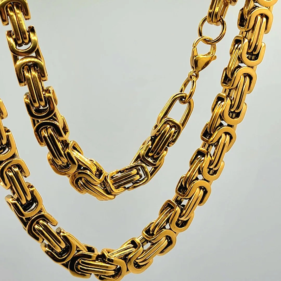 Minimalist Jewelry Necklace 14K Gold Plated Stainless Steel Twist Byzantine Chain Necklace Designs for Man