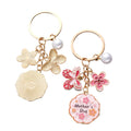 HOT Sweet Pink Mom Enamel Butterfly Flower Pearl Charm Key Chain Handbag Pendant for Mothers Day Gift Jewelry Accessory