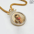 VVS Moissanite Hip Hop Photo Pendants Fashion Design Round Brilliant Cut 10K Gold Custom Photo Pendant