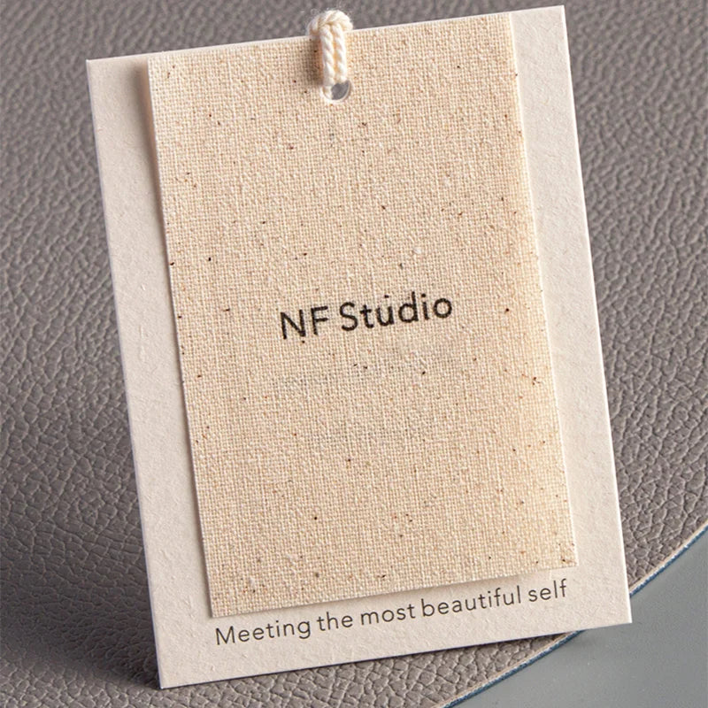 Factory Custom Brand Tag Logo Hang Tags Eco-Friendly Canvas Material Cotton Printed Logo Garment String Hangtags for Clothes
