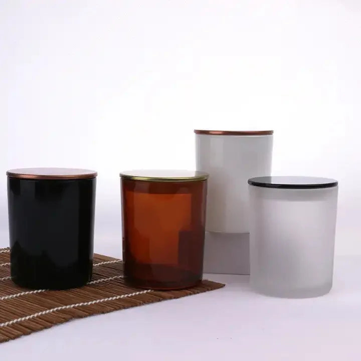 Empty 7oz Amber Black White Candle Container Jars for Candle Making Decorative Custom Glass Candle Jars