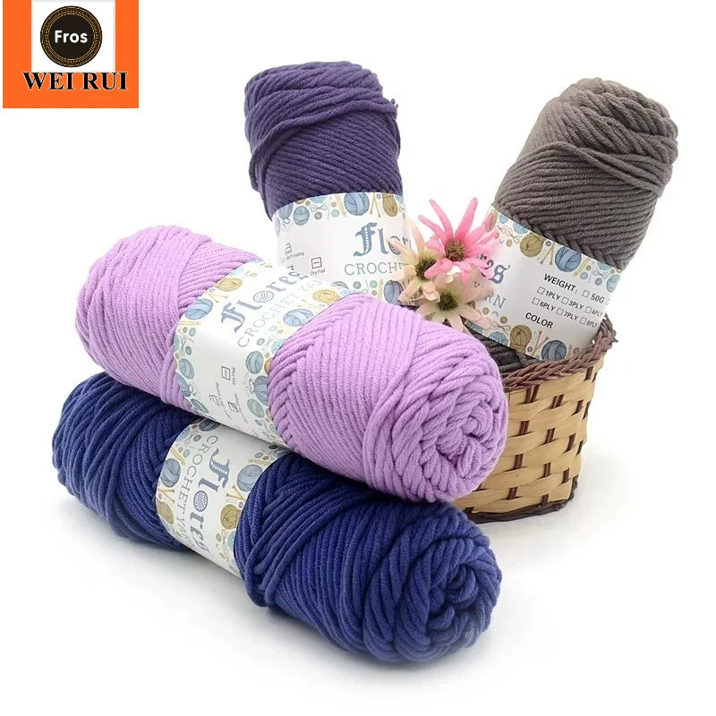 8PLY Knitting Yarn 100g MILK COTTON YARN CHENILLE YARN for Hand Knitting