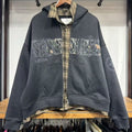 SALATI Manufacturer Custom Vintage Distress Blank Rhinestone Distressed Drop Shoulder Shirt Line Zip up Hoodie Men