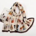 Hot Selling 180*85CM Cat Printed Cotton Scarf Ladies Fashion New Animal Pattern Shawl Viscose Hijabs Beach Shawls