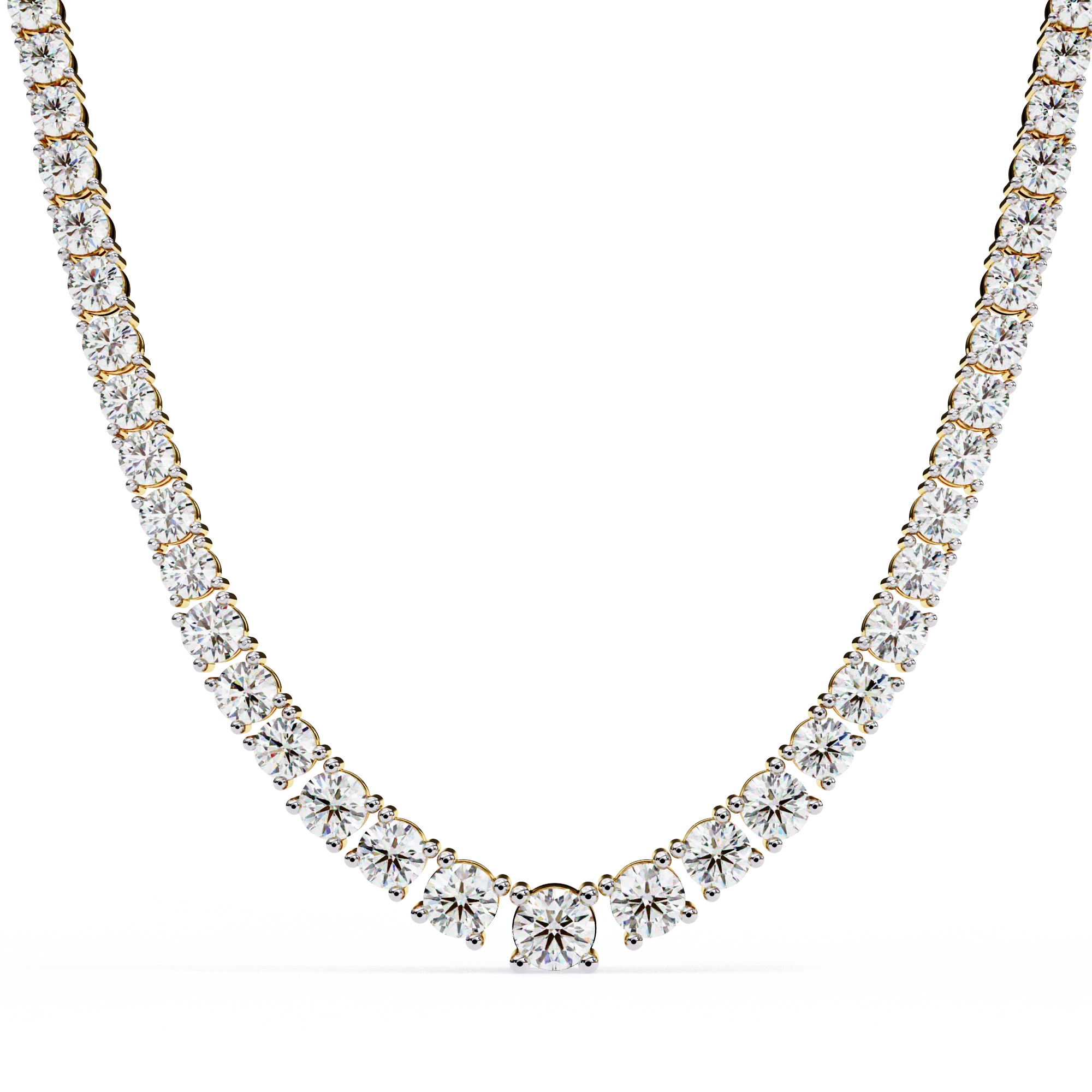 Customizable 14K Solid Gold VVS Tennis Ice-Out Lab-Grown Diamond Necklace Chain for Women and Men