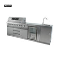 Modern Outdoor Kitchen Set with BBQ Grill Sink Appliance Cabinet 430/304 SS Optional