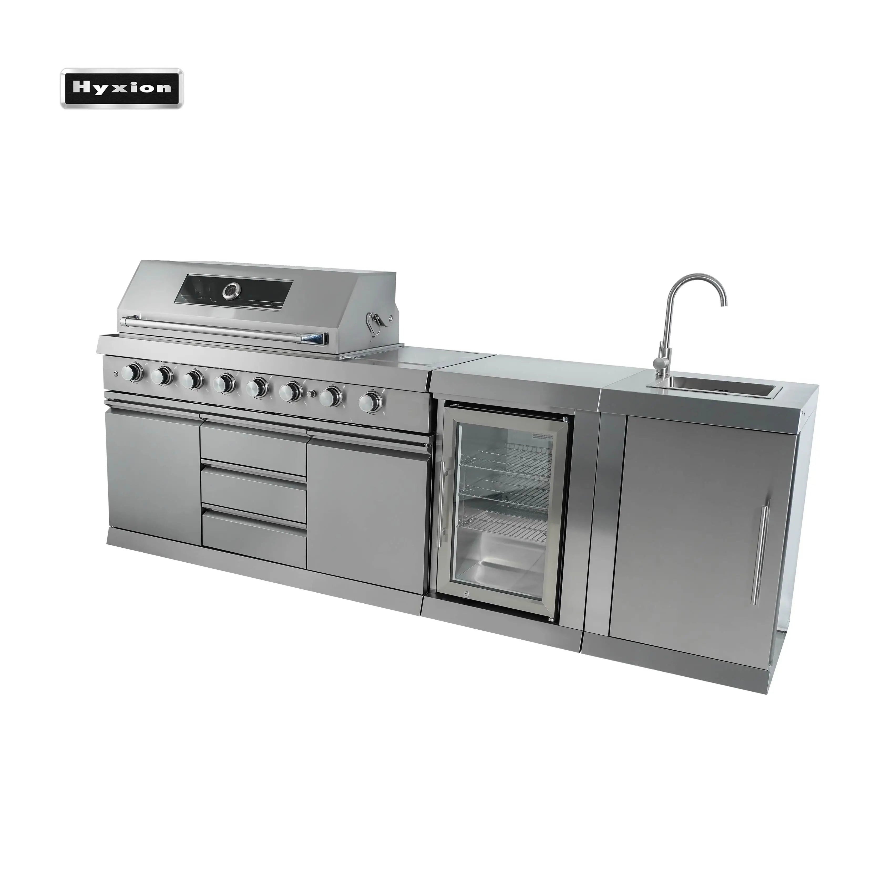 Modern Outdoor Kitchen Set with BBQ Grill Sink Appliance Cabinet 430/304 SS Optional