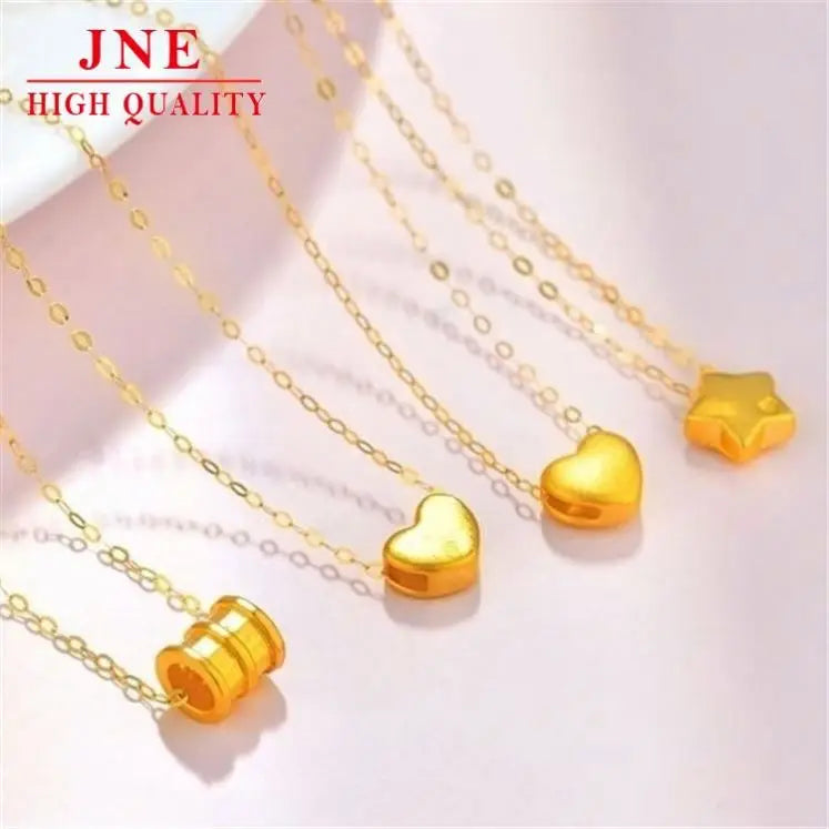 Gold-plated 3D Hard Gold Heart love Heart Necklace Heart-shaped Small Waist Star Simulated Vietnam Sand Gold Necklace Suit