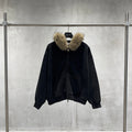 Wholesale Custom Oversized Distressed Faux Fur Hood Solid Heavyweight Cotton Zip Hoodie Boxy Style Custom logo for Men