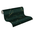 Made Germany Modern Marble Green Gold Non Woven Vinyl Wallpaper Rolls-Highly Wash-Resistant Light Resistant 1005x053m for Home