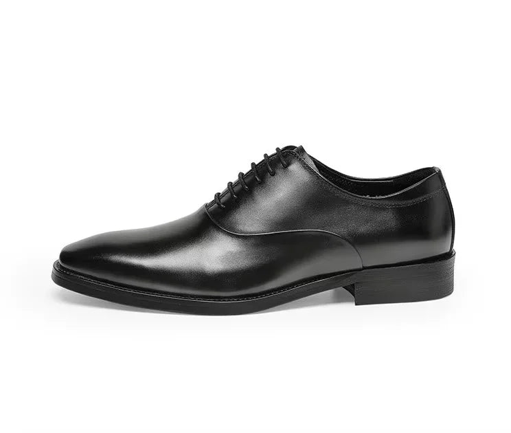 Men's Vintage British Style Oxford Shoes Cow Leather Anti-slip Retro Wedding Shoes for Comfortable Height Increasing Flat Autumn
