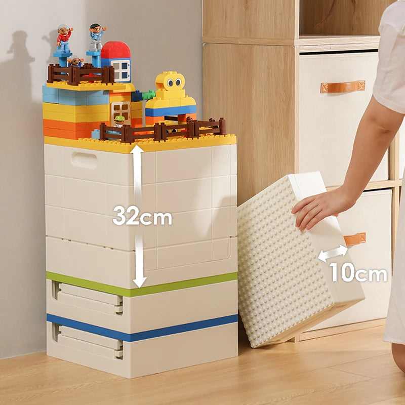 SHIMOYAMA Foldable Plastic Storage Box Organizer With Colorful Lid Home Organizing for Toys Kids Storage Cases