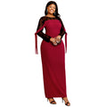 Factory See Thruogh Lace Sleeves Draped Long Evening Dresses Women