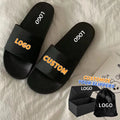 Custom Logo Slides Slippers Plus Size Men Super Soft Air Cushion 3D Rubber Footwear Summer Season Manufacturer's Custom Logo Box
