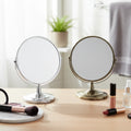 Round Metal Desktop Magnifying Makeup Mirror with Stand for Tabletop Bedroom Vanity Desk Bathroom Counter