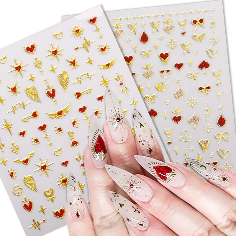 2025 New Environmentally Friendly Non-toxic Valentine's Day Nail Art Stickers Long-lasting Nail Jewelry Decals