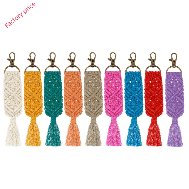 Handmade Bohemian Style Keychain Straw Woven Bag Hanging Decoration