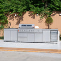 Professional WaterProof Stainless Steel BBQ Gas Grill Customized BBQ Outdoor Kitchen Cabinet With Fridge and Sink for Gathering