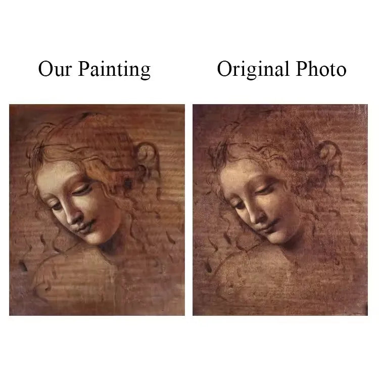 Leonardo Da Vinci Oil Painting Reproduction Classical Style 'Head of a Young Woman' with Canvas Base From China for Sale