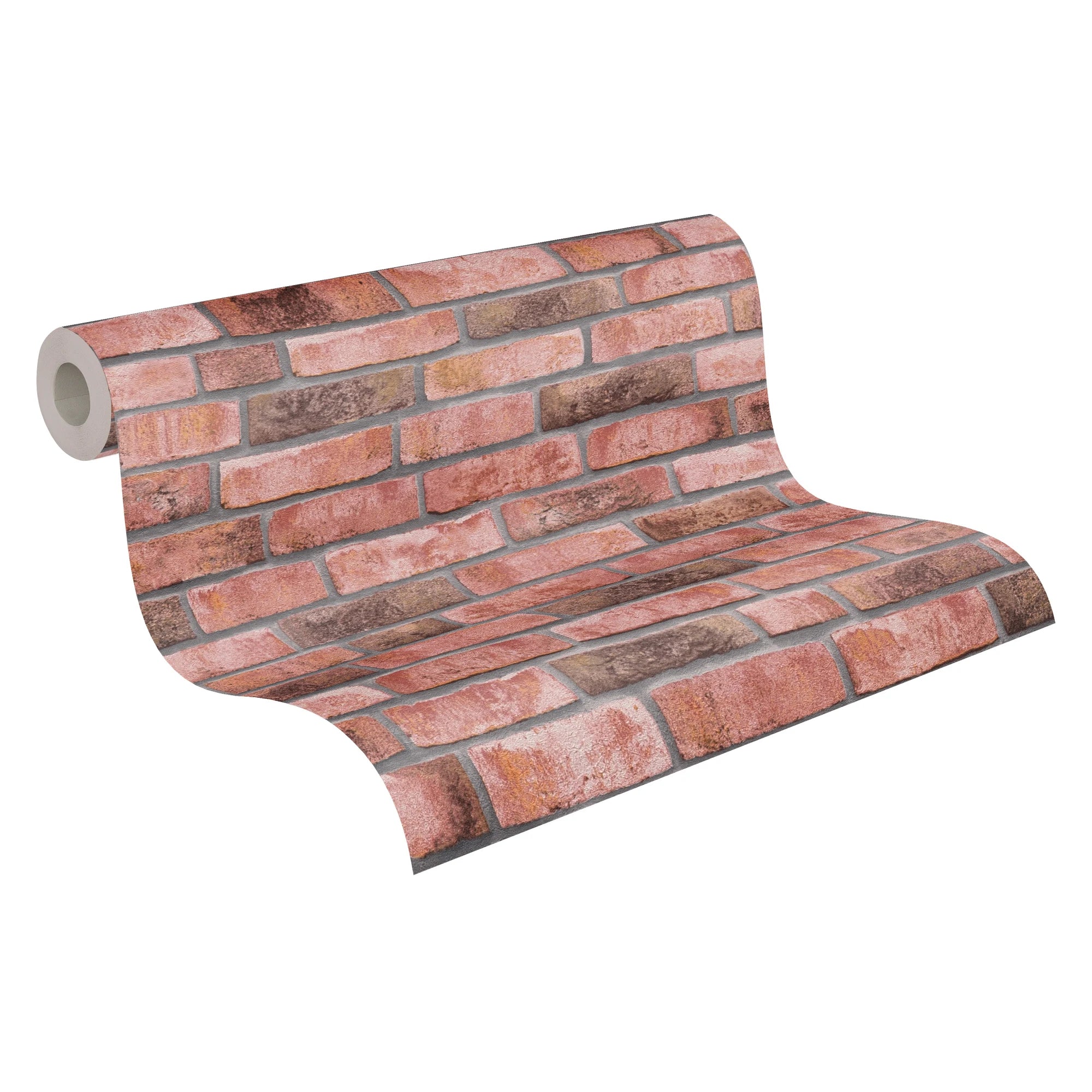 Made Germany-Stone Red Grey Non Woven Vinyl Wallpaper Rolls-Abrasion-Resistant Sound-Absorbing for Living Room