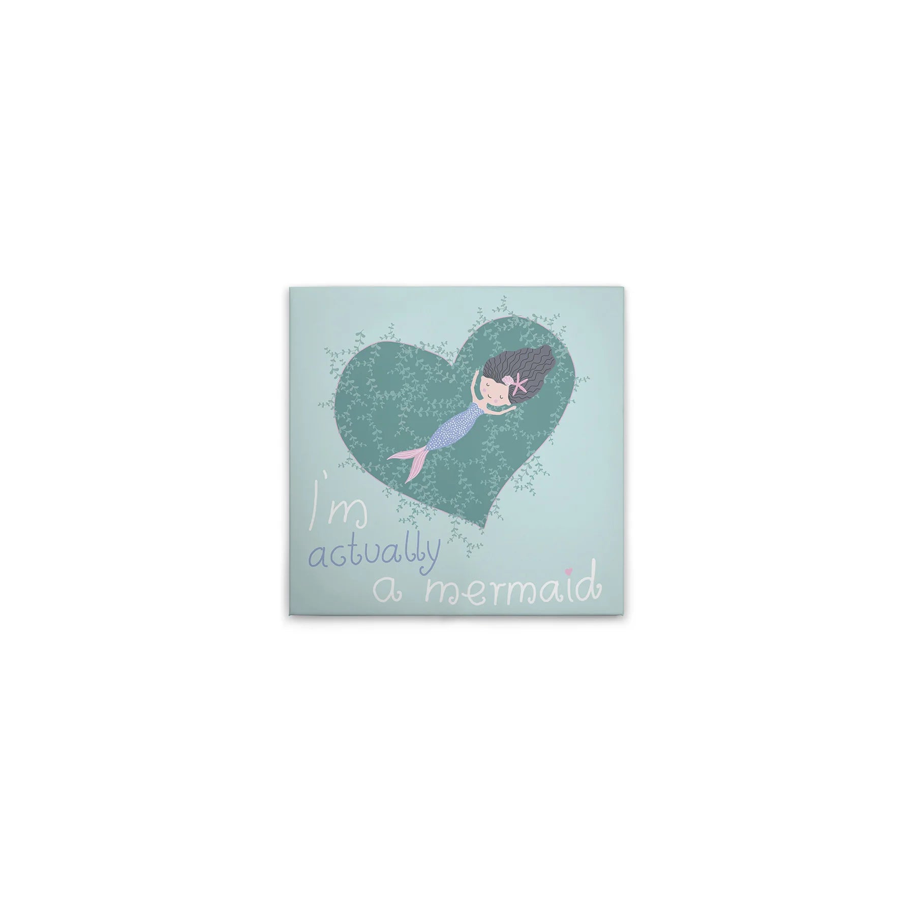 Made In Germany - Canvas Mermaid Nursery - Wall Art Mural Blue Green - Modern Kids Canvas Picture On Stretcher Frame Home Decor