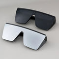 Logo Custom  Fashion Retro Men Women Big Frame Silver Square Sun Glasses UV400 Polarized One Pieces Lens Sunglasses Men Women
