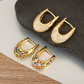 QIKU Wholesale 18k Gold Plated Copper Hypoallergenic Geometric Designer Hoop Earrings Zircon Gift Jewelry Women