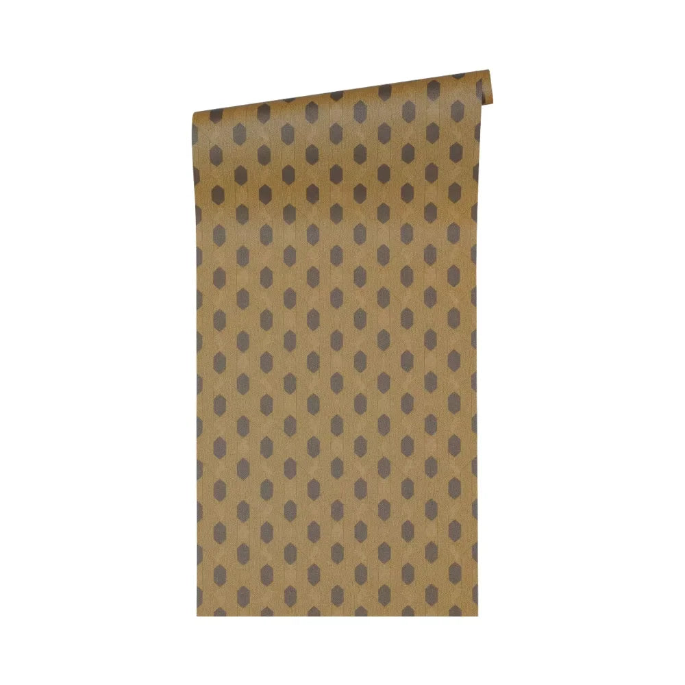 Made in Germany - Luxury Wallpaper rolls Retro Vintage Gold Brown Non Woven Vinyl Contract Wallpaper Design - 1005 x 053 m