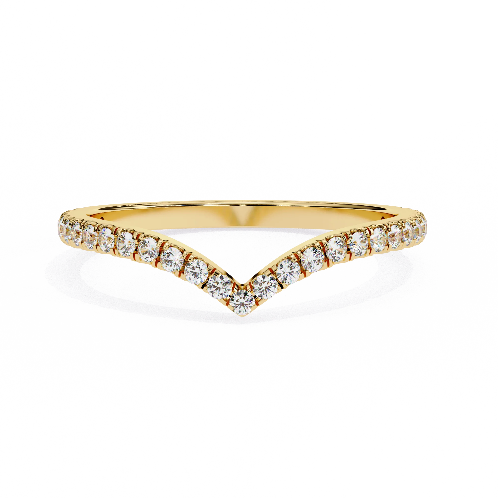 High End 14K Gold Plated Plain Individuality Dainty Diamond Half Pave Irregular Arrow Letter V Rings Lab Grown IGI Certified