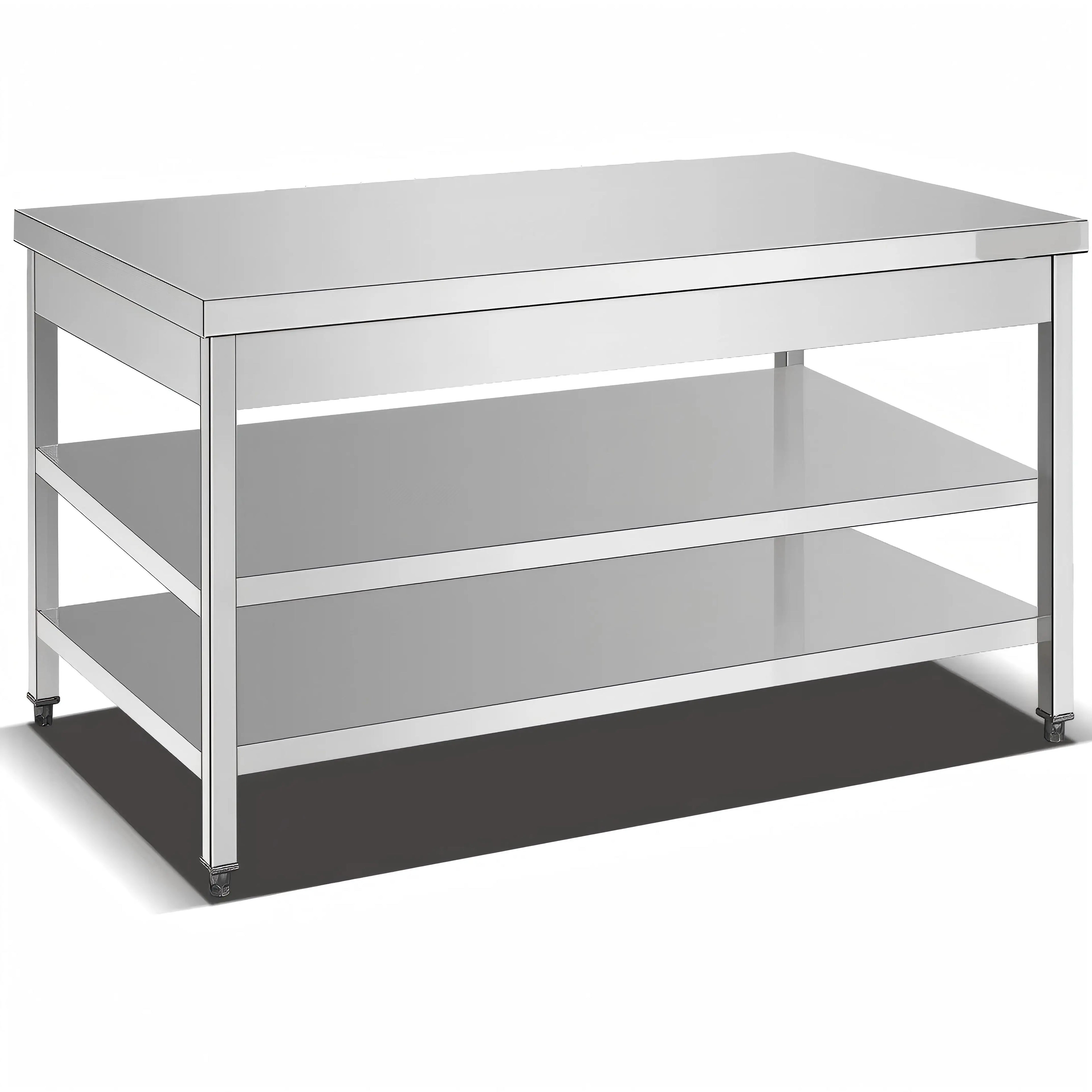 Heavy Duty Stainless Steel Workbench Three Tiers Easy Clean Commercial Kitchen Equipment for Bakery Stainless Steel Worktable