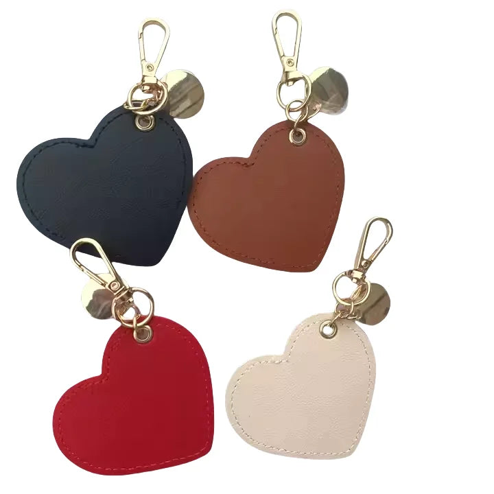 PU Leather Heart Keychain Bag Charm Key Ring Fob Women Purse Handbag Charm