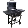 Garden Square Adjustable Height Large Charcoal Powder Coated Steel Barbecue Smoker Trolley Grill Piezo Ignition Folding Design