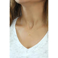 Azuris 925 Sterling Silver Three-dimensional Letter C Pendant Necklace 14K Gold with Diamond and Pearl Religious Style Gift