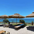 Mid Pole Thatch Umbrella for Outdoor Use Small Beach Umbrellas OEM Parasol for Courtyard School Park Entry Made Metal for Rain
