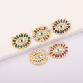 QIKU Wholesale Eye Pendant Charms Gold Plated Multicolor Cubic Zirconia for Necklace Jewelry Making