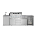 High-End Outdoor Kitchen Set 304 Stainless Steel Includes BBQ Grill Sink Cabinet & Compressor Fridge