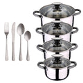 8-piece stainless steel cookware set suitable for induction San Ignacio Premium Collection + 16-piece stainless steel cutlery