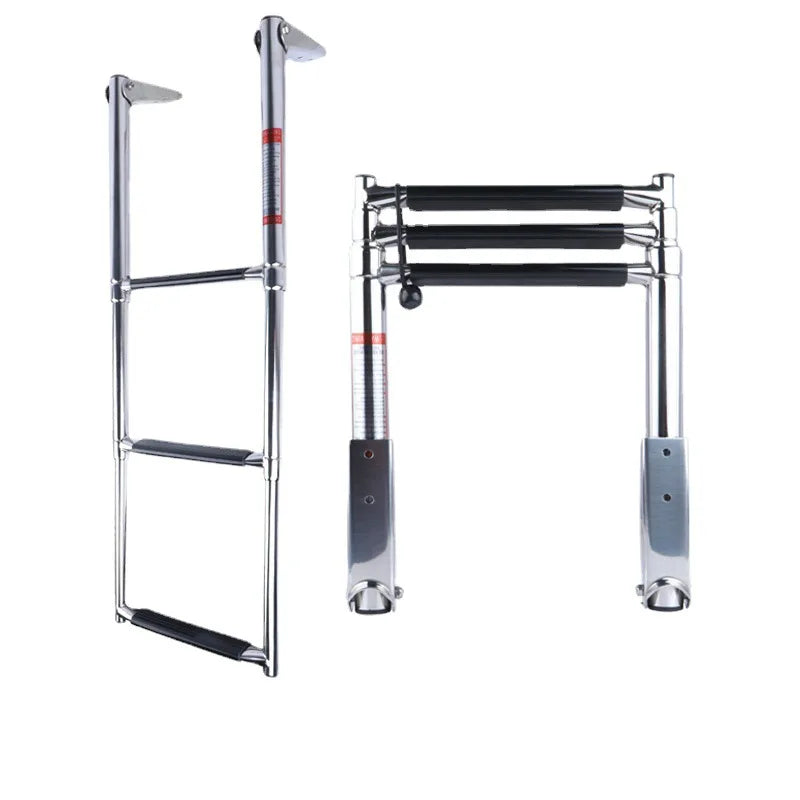 High Polished Telescopic Extension Boat Ladder Multifunctional Stainless Steel with 250 Lbs Capacity