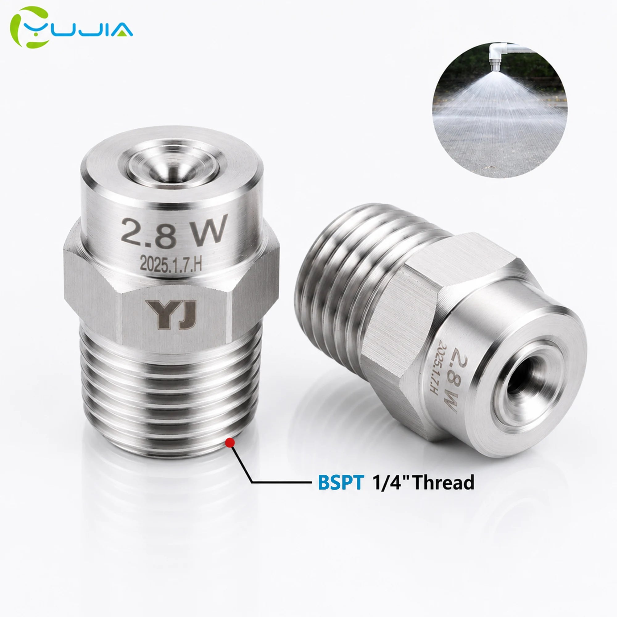 1/4" BSPT Stainless Steel 120° Wide Angle Full Cone Nozzle for Industrial Cleaning Humidification & High Pressure Washing